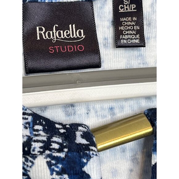 Rafaella Studio Top Womens Small Blue White Short Sleeve Blouse Cotton - Picture 8 of 12